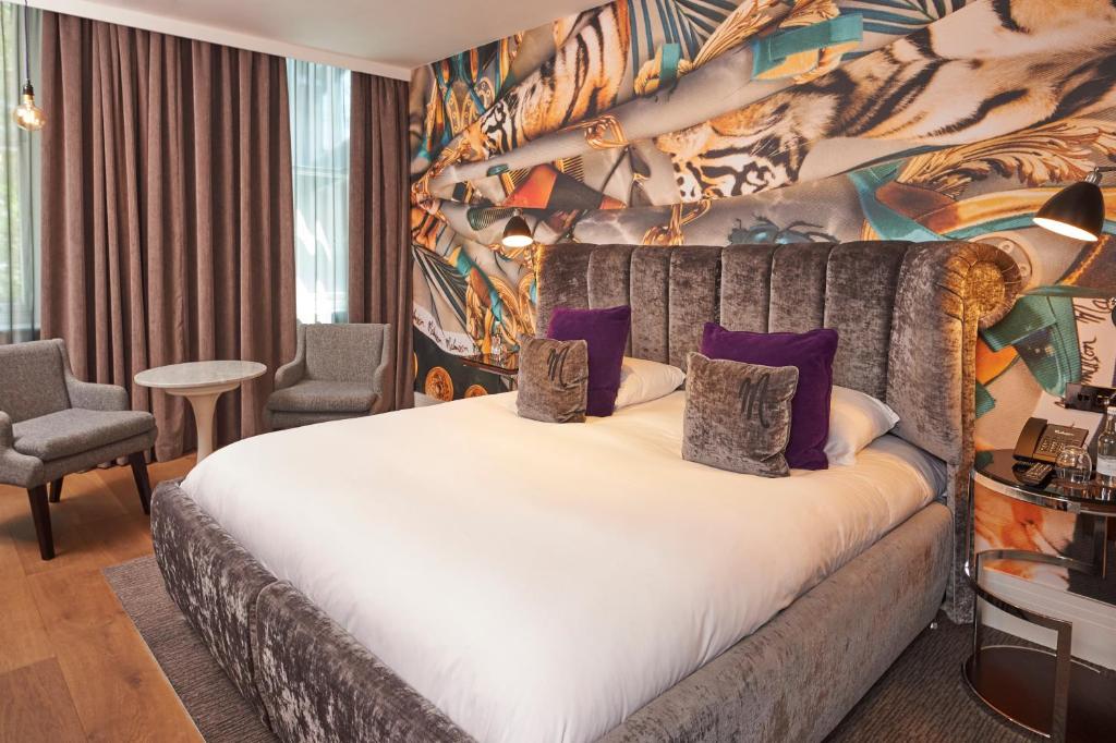 inside the plush hotel room of a Malmaison hotel